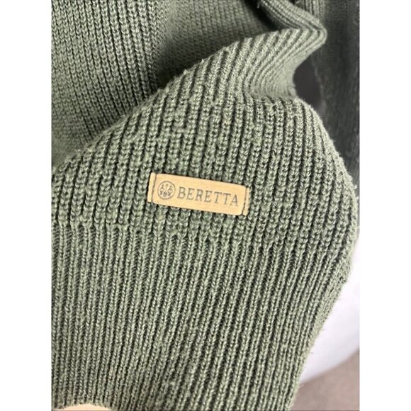 Beretta Wool-Blend Hunting Sweater w/ Leather-Look Shoulder Patches Mens Size L - Picture 6 of 13